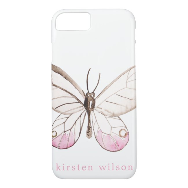 Simple Blush Butterfly Personalized Phone Case