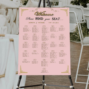 Simple Blush Champagne Gold Wedding Seating Chart Foam Board