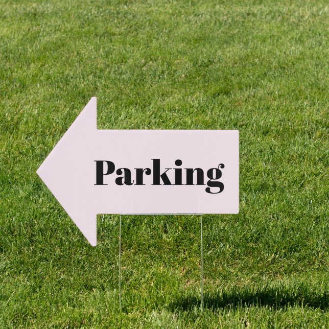 Simple Blush Directional Arrow Wedding Parking Sign (Insitu)