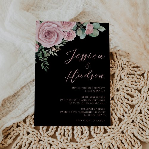 Simple Blush Elegance Botanical Wedding Invitation