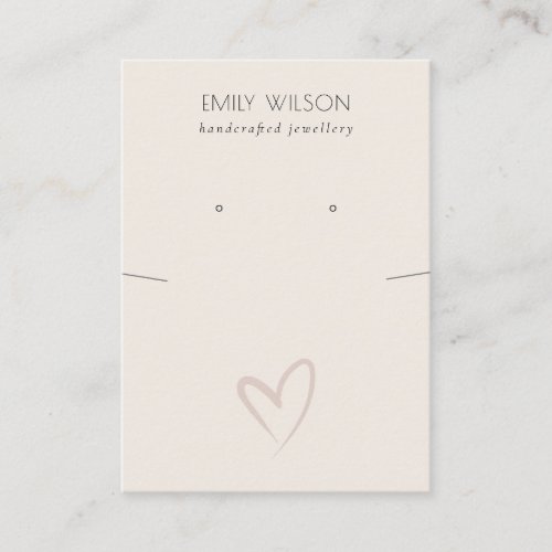 Simple Blush Heart Necklace Earring Display Business Card