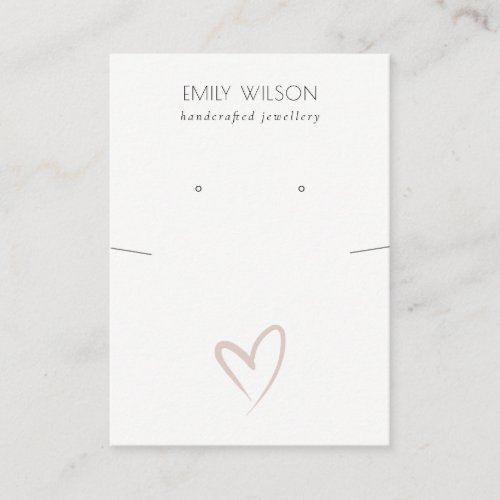Simple Blush Heart Necklace Earring Display Business Card