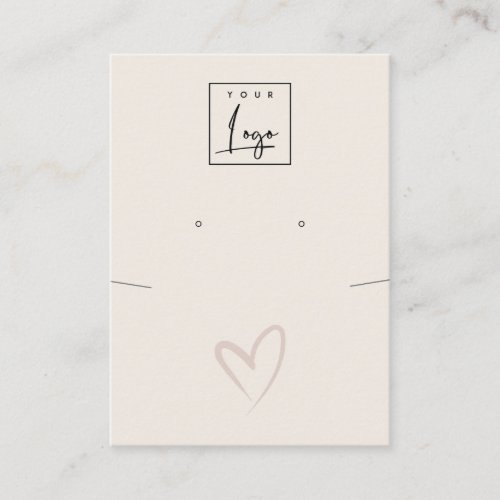 Simple Blush Heart Necklace Earring Logo Display Business Card