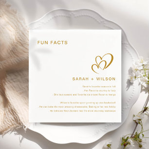 Simple Blush Heart Wedding Fun Facts Napkins