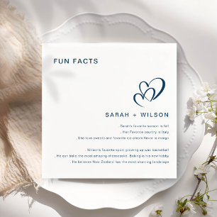 Simple Blush Heart Wedding Fun Facts Napkins