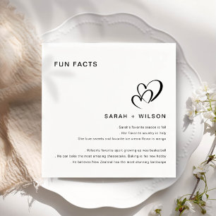 Simple Blush Heart Wedding Fun Facts Napkins
