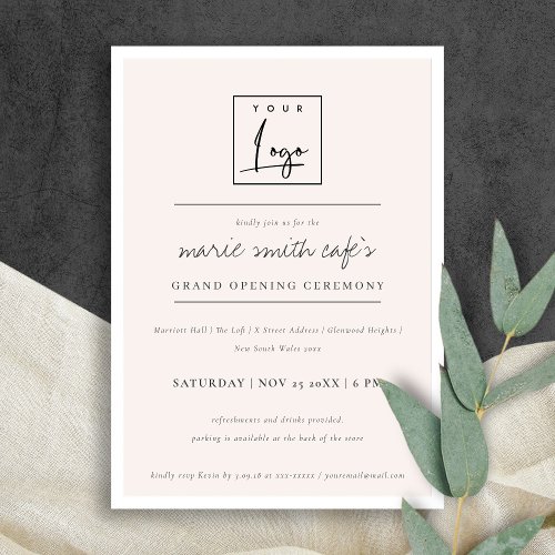 Simple Blush Logo Business Grand Opening Invite