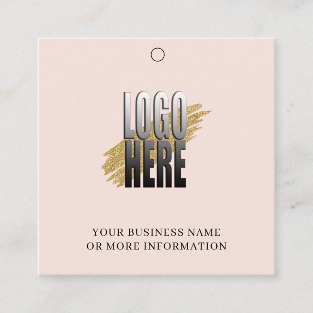 Simple Blush Logo Social Media Hanging Price Tag (Front)