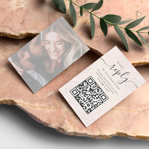 Simple Blush Photo Calligraphy Reply QR Code Enclosure Card