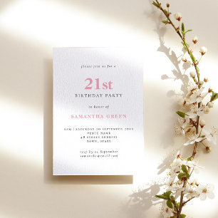 Simple Blush Pink 21st Birthday Invitation
