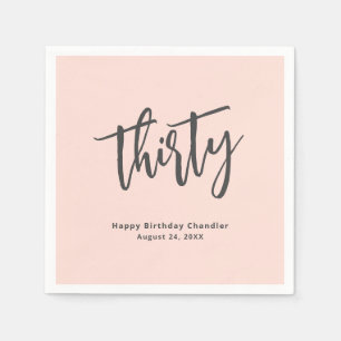 Simple Blush Pink 30th Birthday Party Napkins