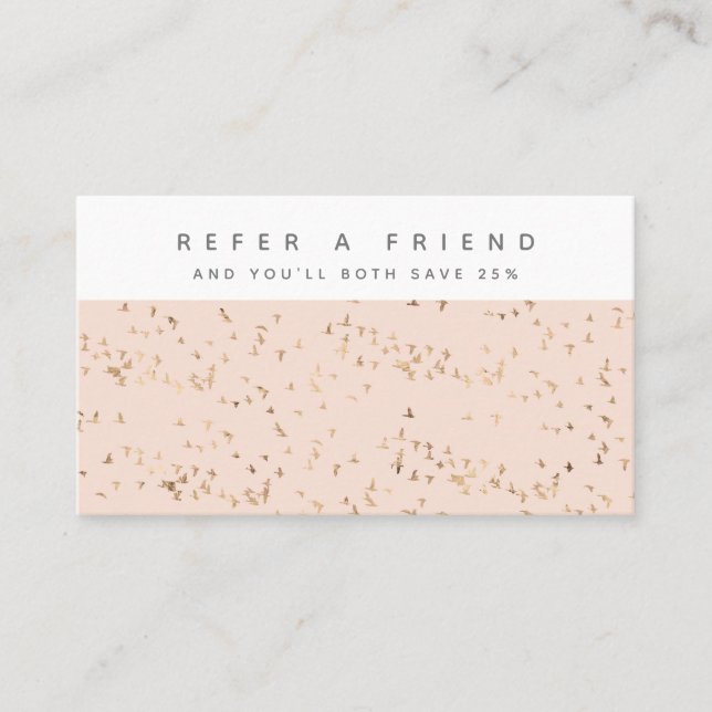 Simple Blush Pink and Gold Peach Personalized Referral Card (Front)