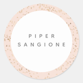 Simple Blush Pink and Gold Professional Peach Classic Round Sticker