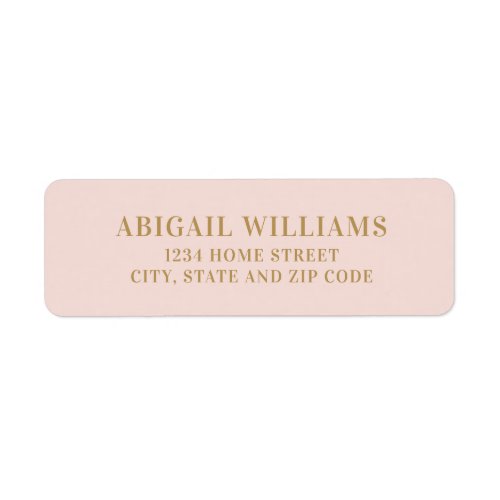 Simple Blush Pink and Gold Return Address Label