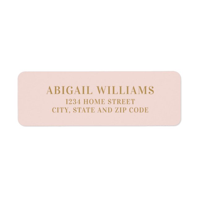 Simple Blush Pink and Gold Return Address Label (Front)