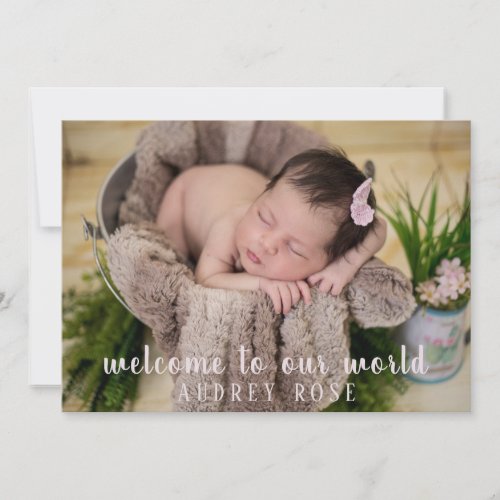 Simple Blush Pink Baby Girl Photo Collage Birth Announcement