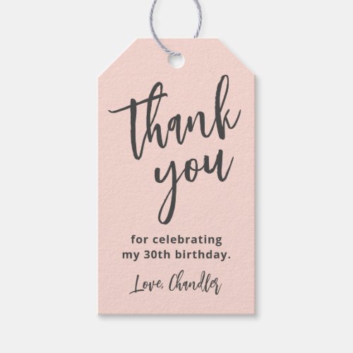 Simple Blush Pink Birthday Thank You Gift Tags