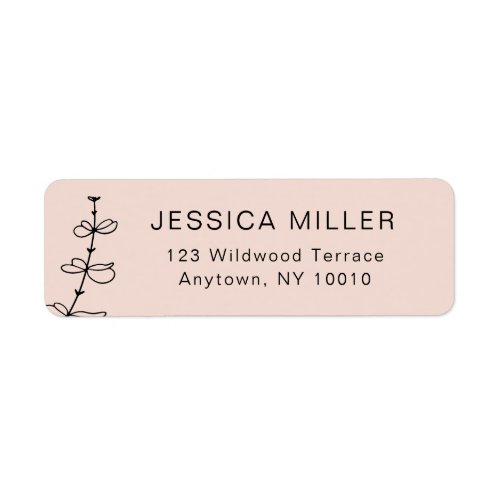 Simple Blush Pink Botanical Return Address Label