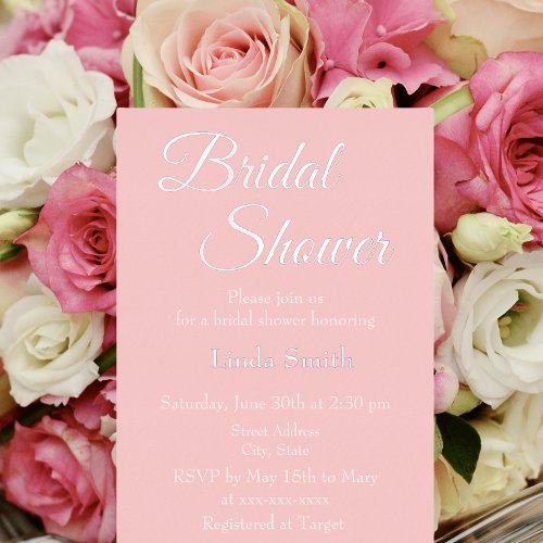 Simple Blush Pink Bridal Shower Foil Invitation