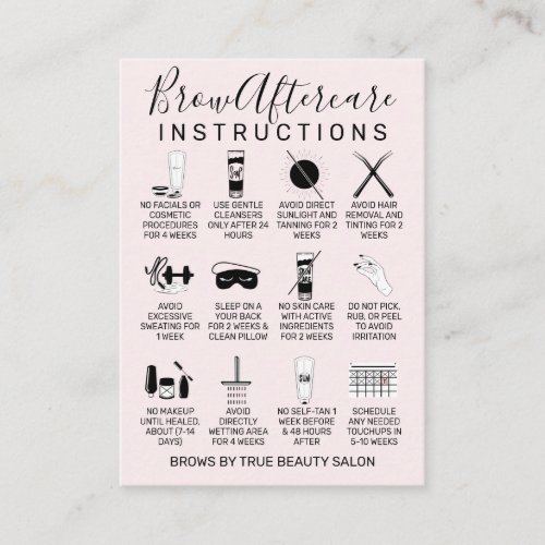 Simple Blush Pink Brows Aftercare Icon Business Card