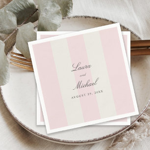 Simple Blush Pink Cabana Stripes Wedding Napkins