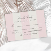 Simple Blush Pink Cabana Stripes Wedding RSVP
