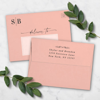 Simple Blush Pink Chic A7 5x7 Wedding Invitation Envelope by GraphicBrat at Zazzle