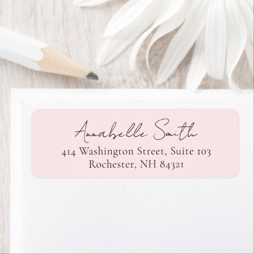 Simple Blush Pink Classic Elegant Return Address Label