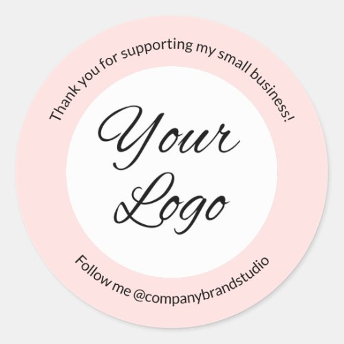 Simple Blush Pink Custom Add Business Logo Classic Round Sticker