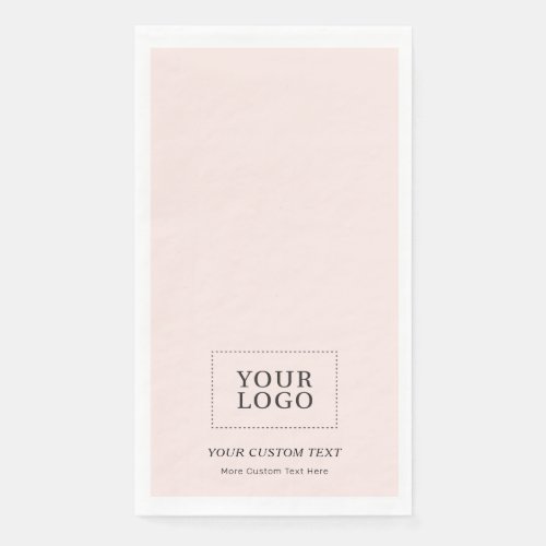 Simple Blush Pink Custom Business Logo Promotional Paper Guest Towels
