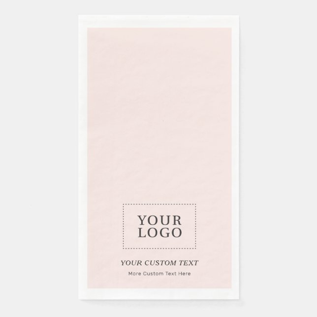 Simple Blush Pink Custom Business Logo Promotional Paper Guest Towels (Front)