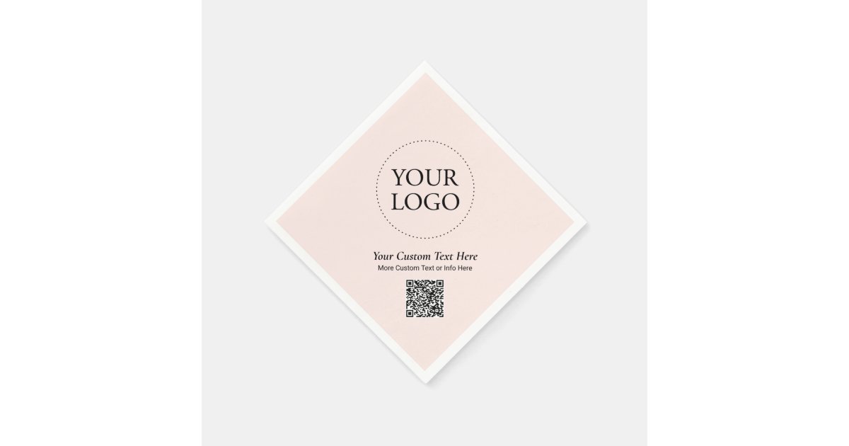 Simple Blush Pink Custom Business Logo QR Code Napkins | Zazzle