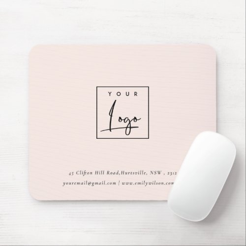Simple Blush Pink Custom Promotional Business Logo Mouse Pad