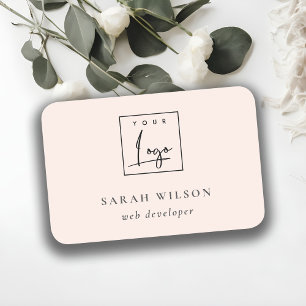 Simple Blush Pink Custom Promotional Business Logo Name Tag