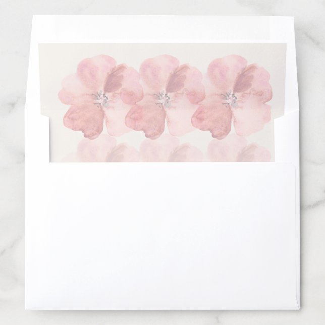 Simple Blush Pink Floral Garden Minimal Wedding  Envelope Liner (In Envelope)