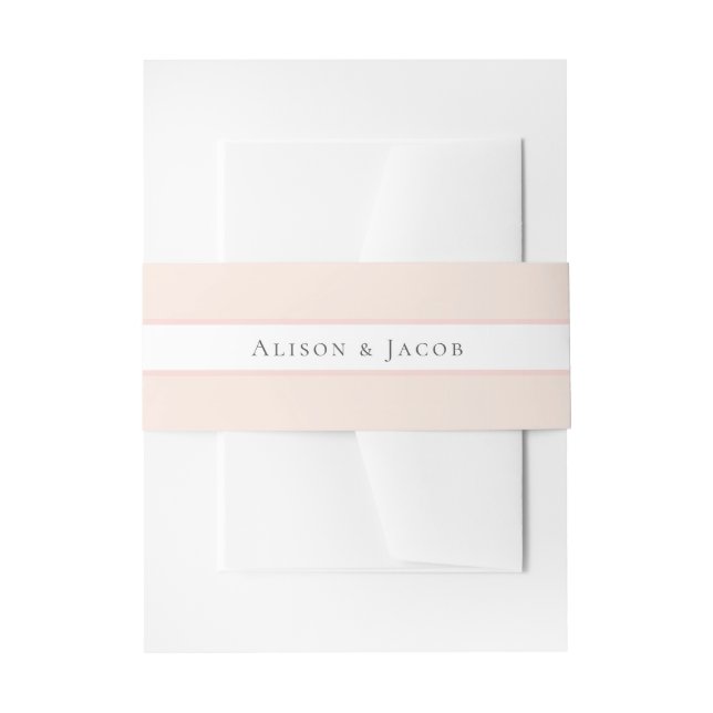 Simple Blush Pink Floral Wedding  Invitation Belly Band (Front Example)