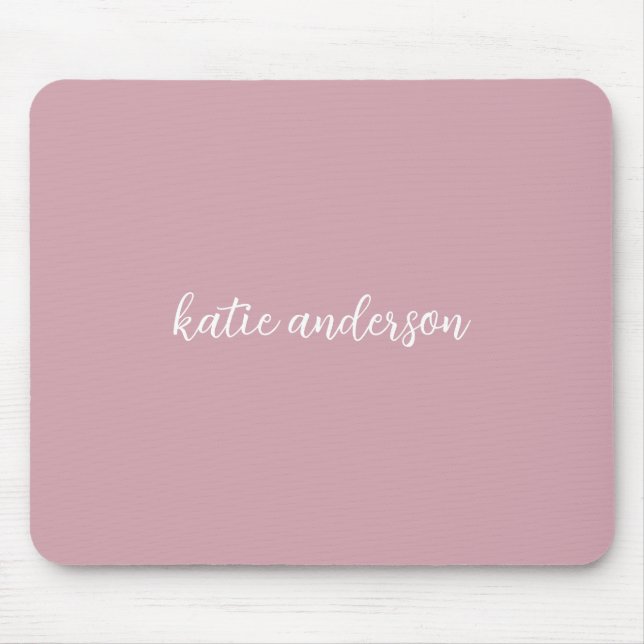 Simple Blush Pink Full Name Monogram Mouse Pad (Front)