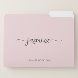 Simple Blush Pink Girly Monogram Name Script File  Folder