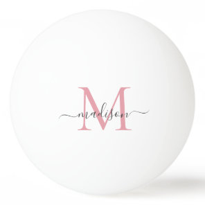 Simple Blush Pink Gray Monogram Modern Chic Script Ping Pong Ball
