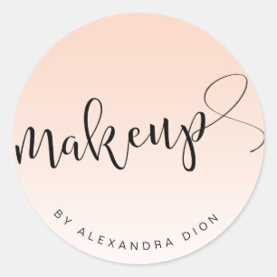 Simple blush pink handwritten script calligraphy classic round sticker