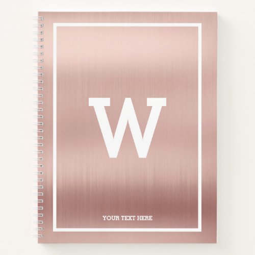 Simple Blush Pink Initial Monogram Sketchbook Notebook