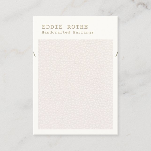Simple Blush Pink Leather Necklace Display Business Card (Front)