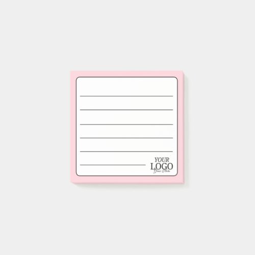 Simple Blush Pink Lined Logo Post-it Notes