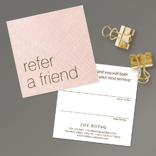 Simple Blush Pink Linen Customer Referral Card