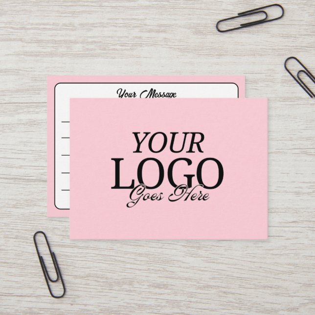 Simple Blush Pink Logo With Lines Business Card (Front/Back In Situ)
