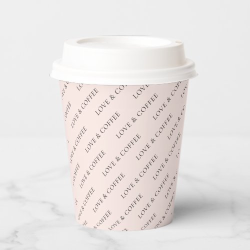 Simple Blush Pink Minimal Custom Text Pattern Paper Cups