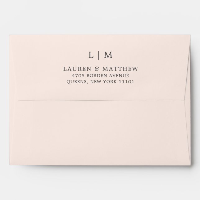 Simple Blush Pink Monogram Elegant Wedding Envelope (Back (Top Flap))