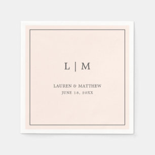 Simple Blush Pink Monogram Elegant Wedding Napkins