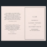 Simple Blush Pink Monogram Elegant Wedding Program<br><div class="desc">Simple folded Wedding Program featuring a modern yet elegant design with your two initial monogram along with your details surrounded by a thin border on the front cover. The inside has your wedding party on the left side and your order of ceremony on the right side. All design elements are...</div>