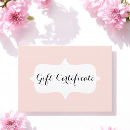Simple Blush Pink Pastel Gift Certificate Card